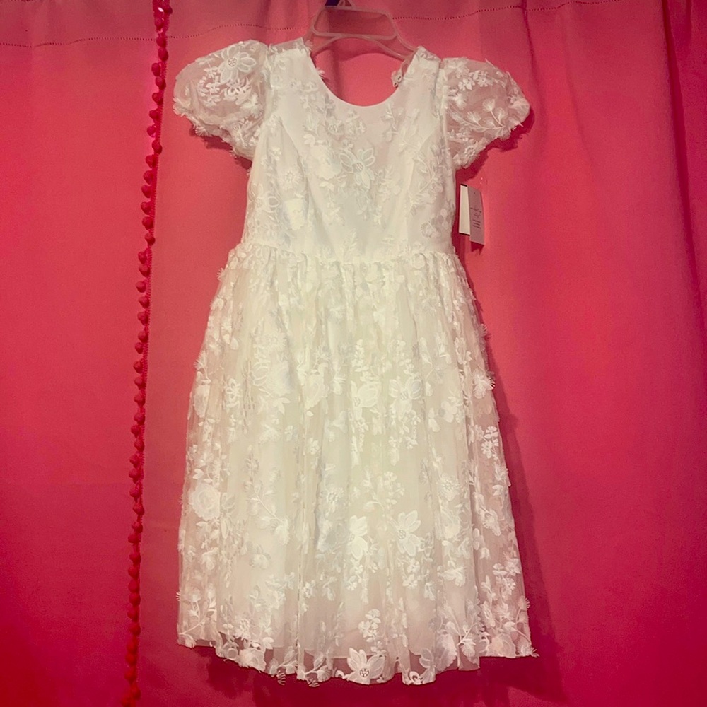 Flower-girl, Bridesmaid Dress - NWT Soft White Lace Detail